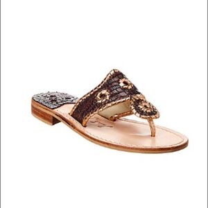 Jack Rogers Lizard-Embossed Leather Sandal